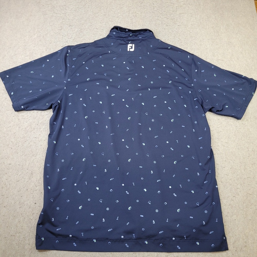 FootJoy Golf Polo Shirt Mens XL Blue Golf Tee Bag Ball Allover Short Sleeve - Picture 5 of 9